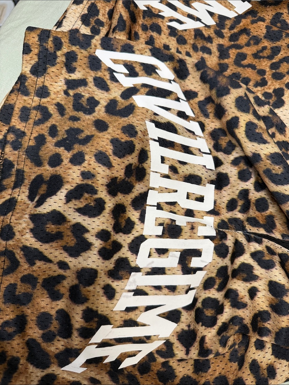 Civil Regime Leopard Print Drawstring Shorts with White Logo - Picture 2 of 5